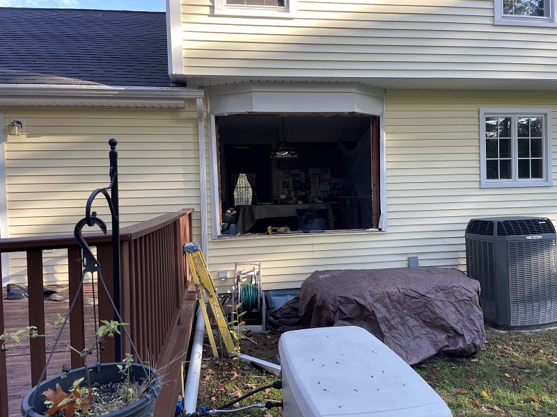 Removal of old bay window preparing for the new window to be installed